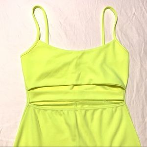Neon Strappy Cut Out Midi Dress - Neon Yellow